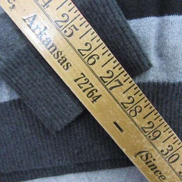 Eddie Bauer Mens Sweater TL Gray Striped Cotton Merino Wool Crewneck 15885 - Picture 7 of 8